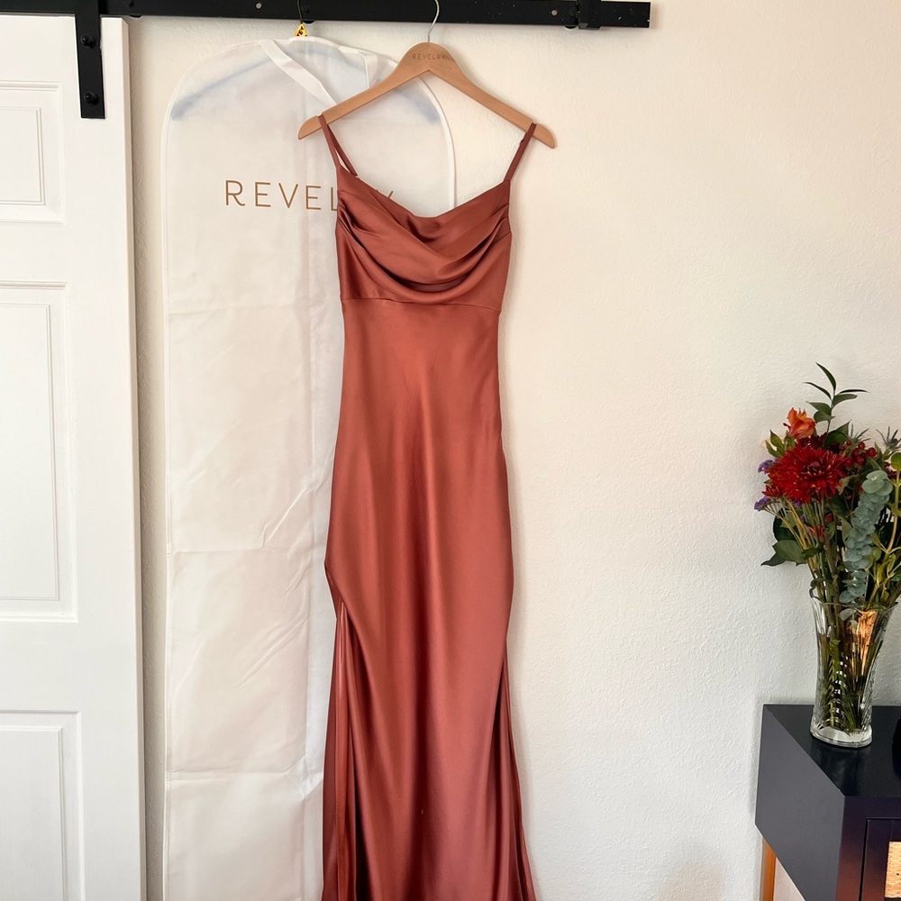 Revelry Skye Satin Dress - Desert Rose
